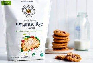 Bag of rye flour and cookies